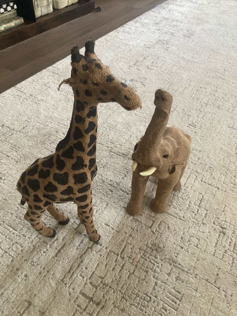 Canvas Giraffe and Elephant Home decor Figures; Africa safari